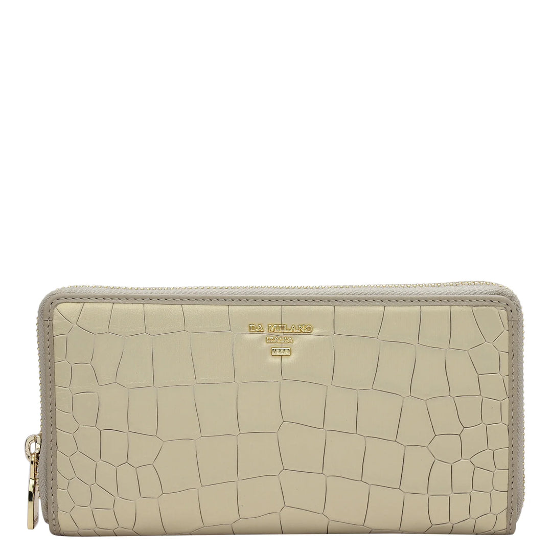 Croco Leather Ladies Wallet - Gold