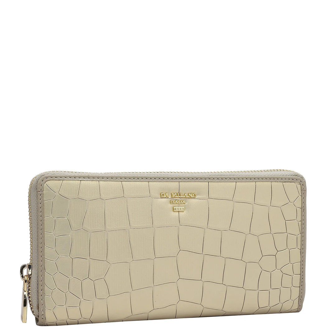 Croco Leather Ladies Wallet - Gold