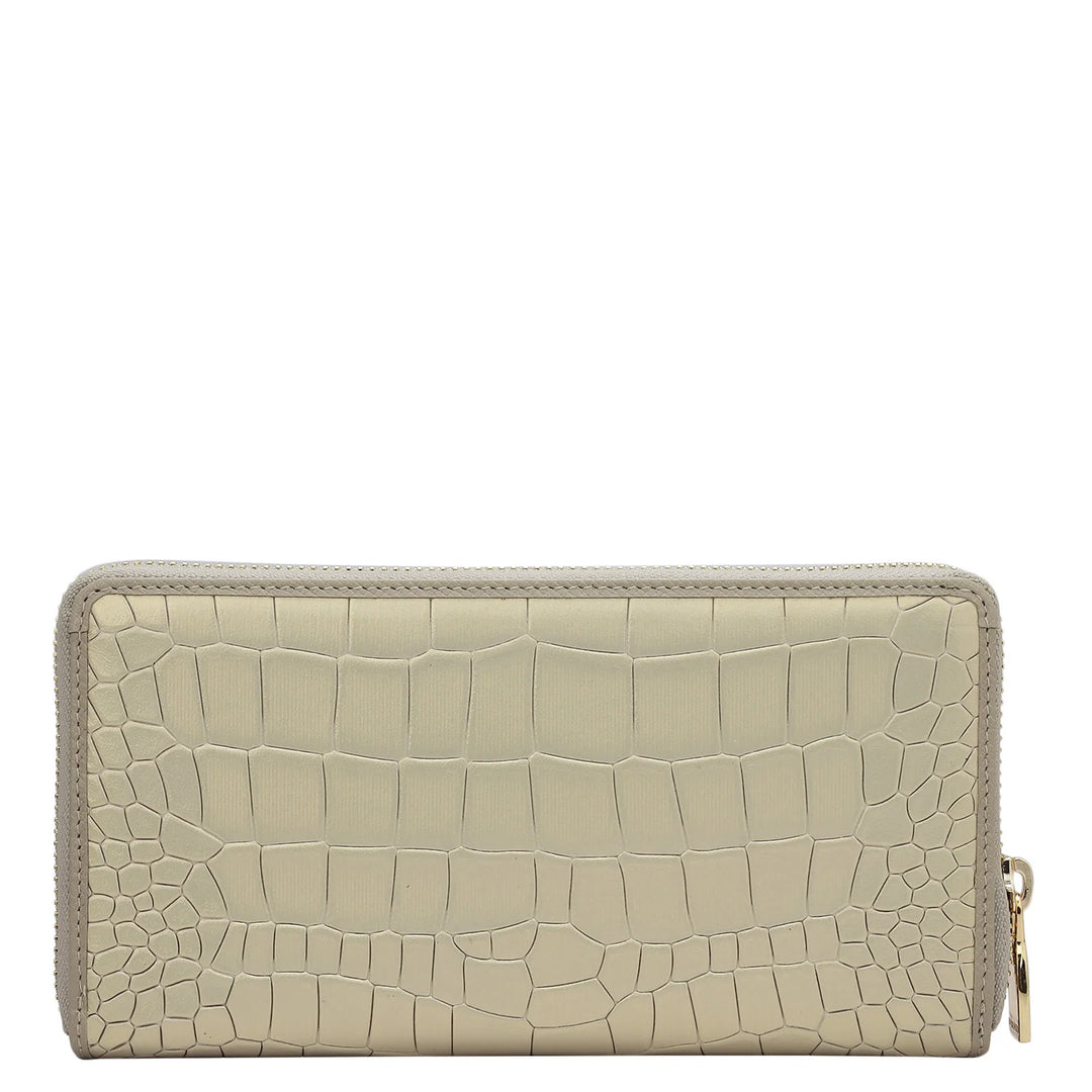 Croco Leather Ladies Wallet - Gold