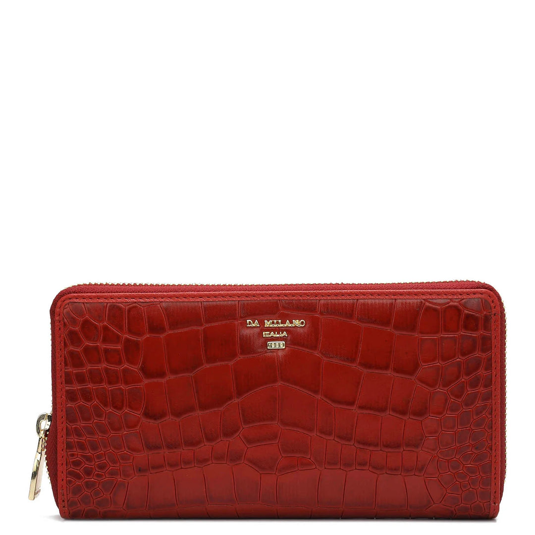 Croco Leather Ladies Wallet - Red