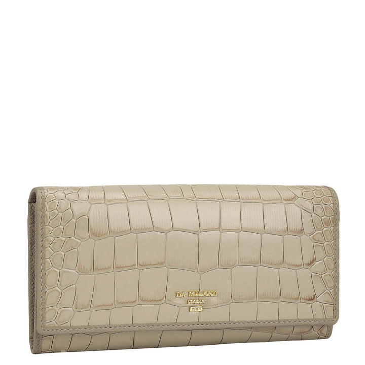 Croco Leather Ladies Wallet - Frost