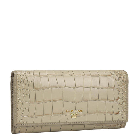 Croco Leather Ladies Wallet - Frost