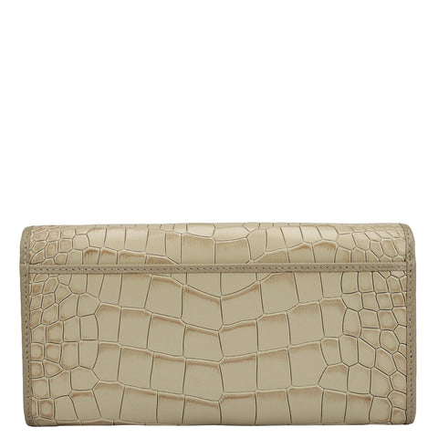Croco Leather Ladies Wallet - Frost
