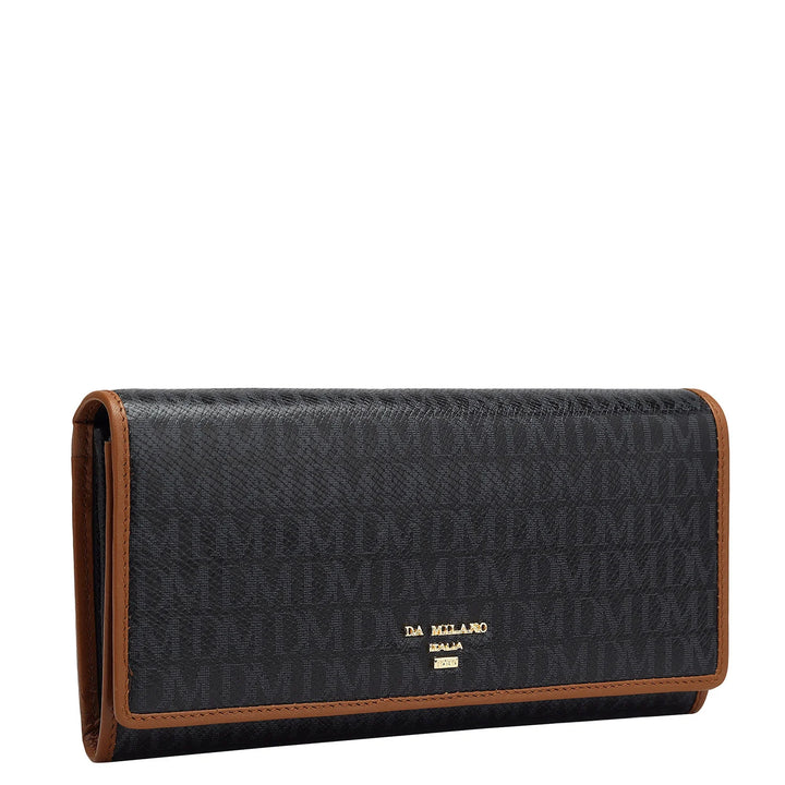 Monogram Leather Ladies Wallet - Black