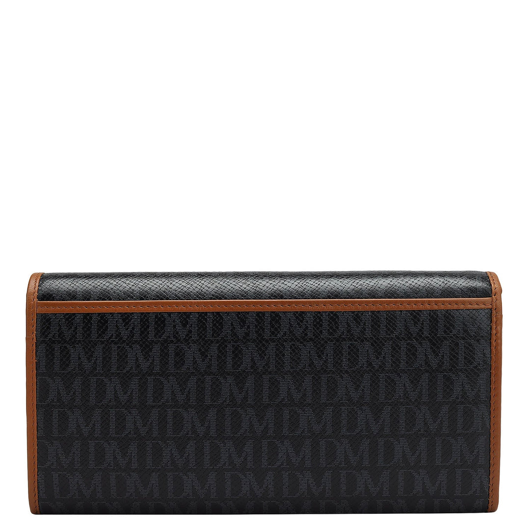 Monogram Leather Ladies Wallet - Black