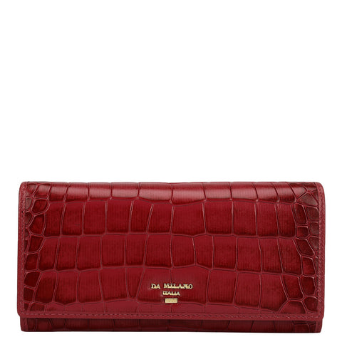Croco Leather Ladies Wallet - Plumberry
