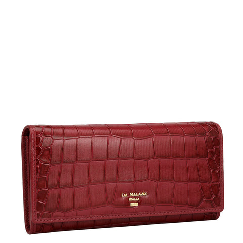 Croco Leather Ladies Wallet - Plumberry