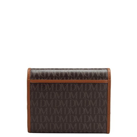 Monogram Leather Ladies Wallet - Chocolate