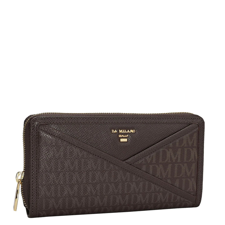 Monogram Franzy Leather Ladies Wallet - Chocolate