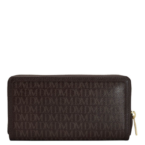 Monogram Franzy Leather Ladies Wallet - Chocolate