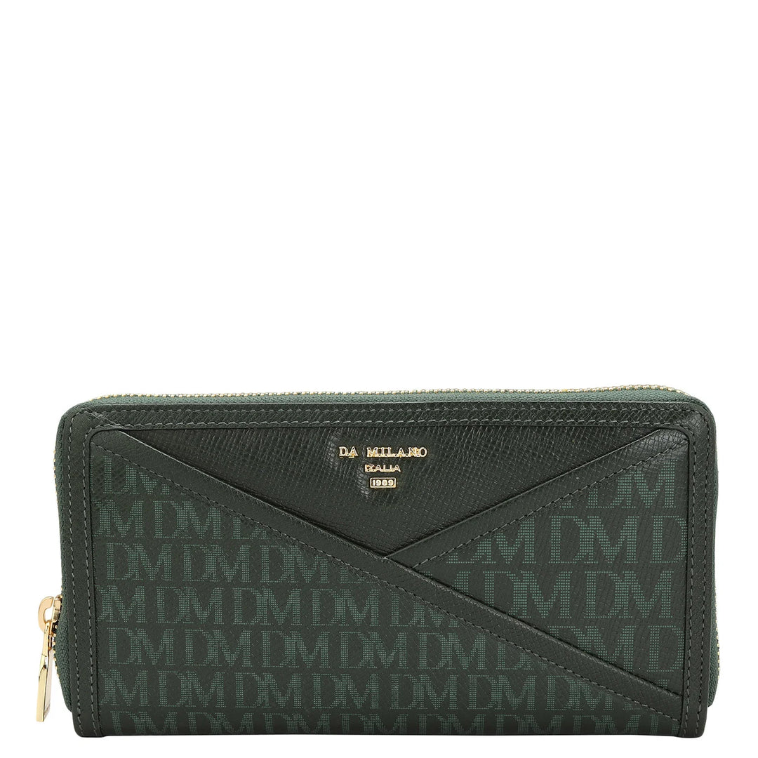 Monogram Franzy Leather Ladies Wallet - Petrol Green