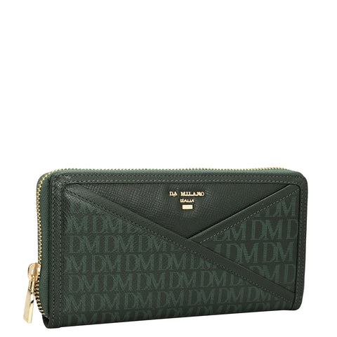 Monogram Franzy Leather Ladies Wallet - Petrol Green