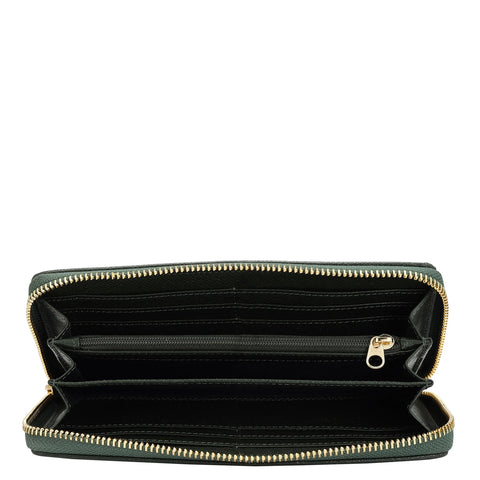 Monogram Franzy Leather Ladies Wallet - Petrol Green