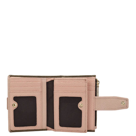 Monogram Leather Ladies Wallet - Moss