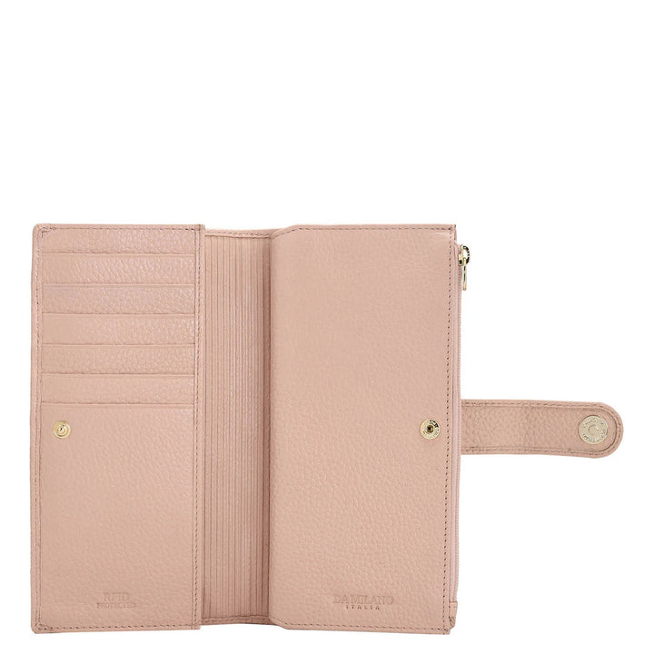 Wax Leather Ladies Wallet - Baby Pink