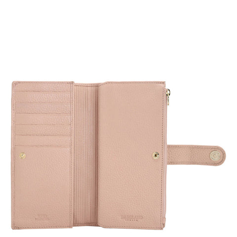 Wax Leather Ladies Wallet - Baby Pink