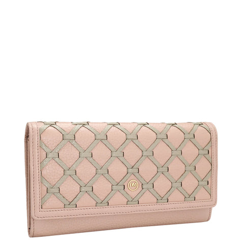 Wax Leather Ladies Wallet - Baby Pink