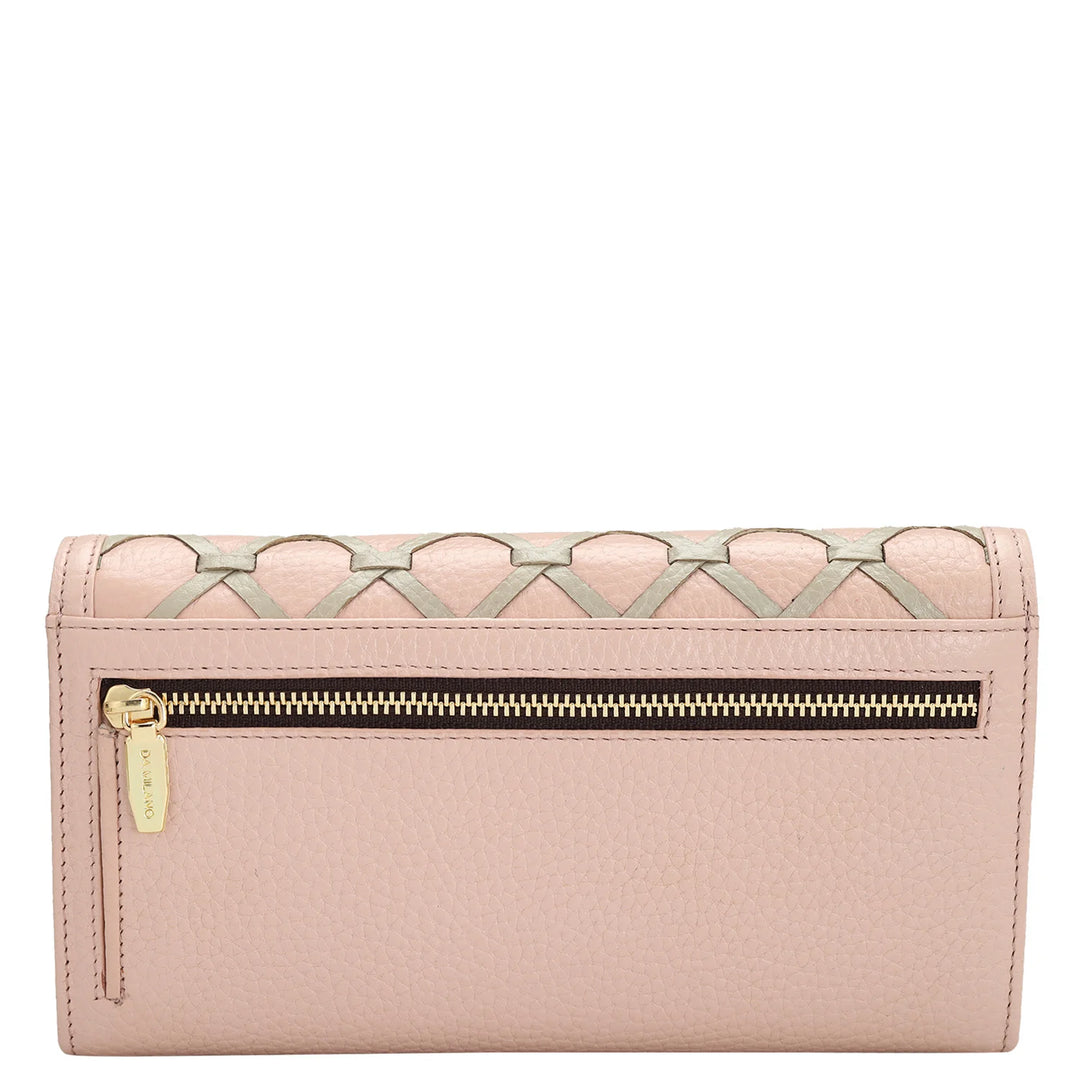 Wax Leather Ladies Wallet - Baby Pink