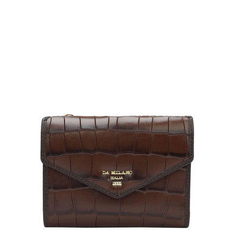 Croco Leather Ladies Wallet - Brown