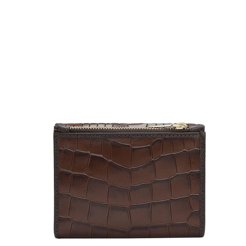 Croco Leather Ladies Wallet - Brown