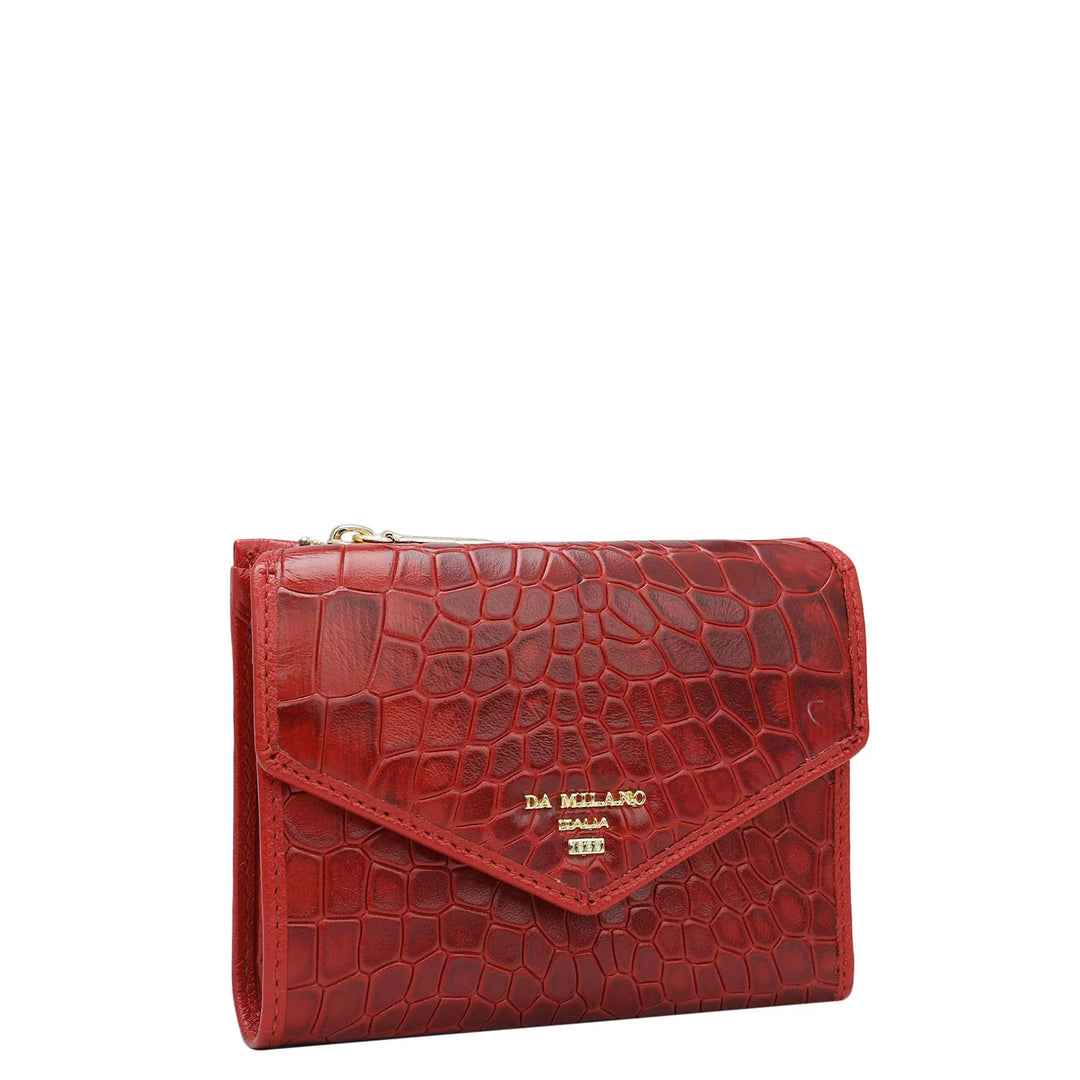 Croco Leather Ladies Wallet - Red