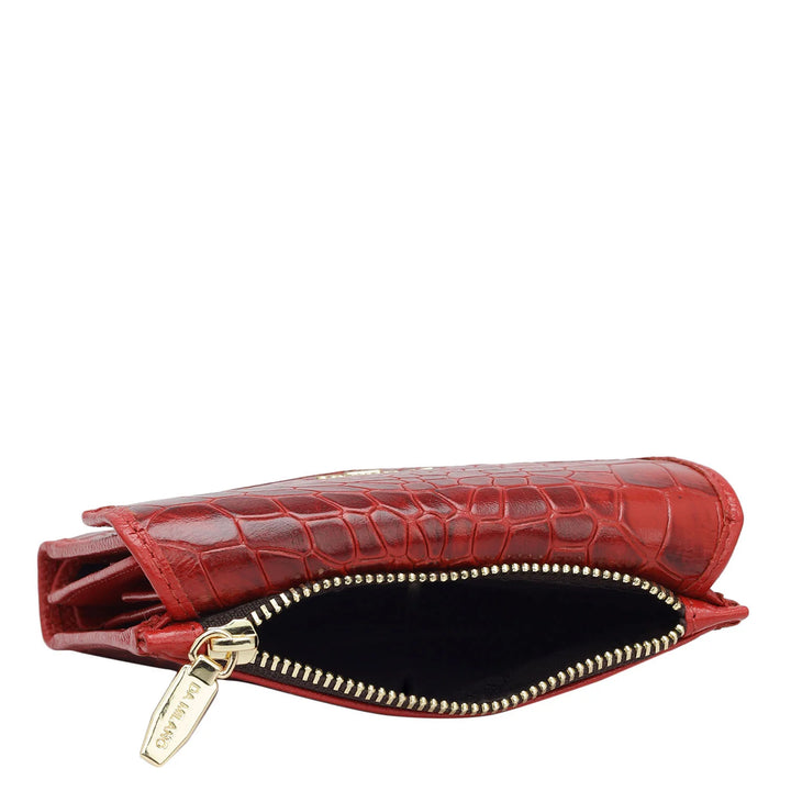 Croco Leather Ladies Wallet - Red