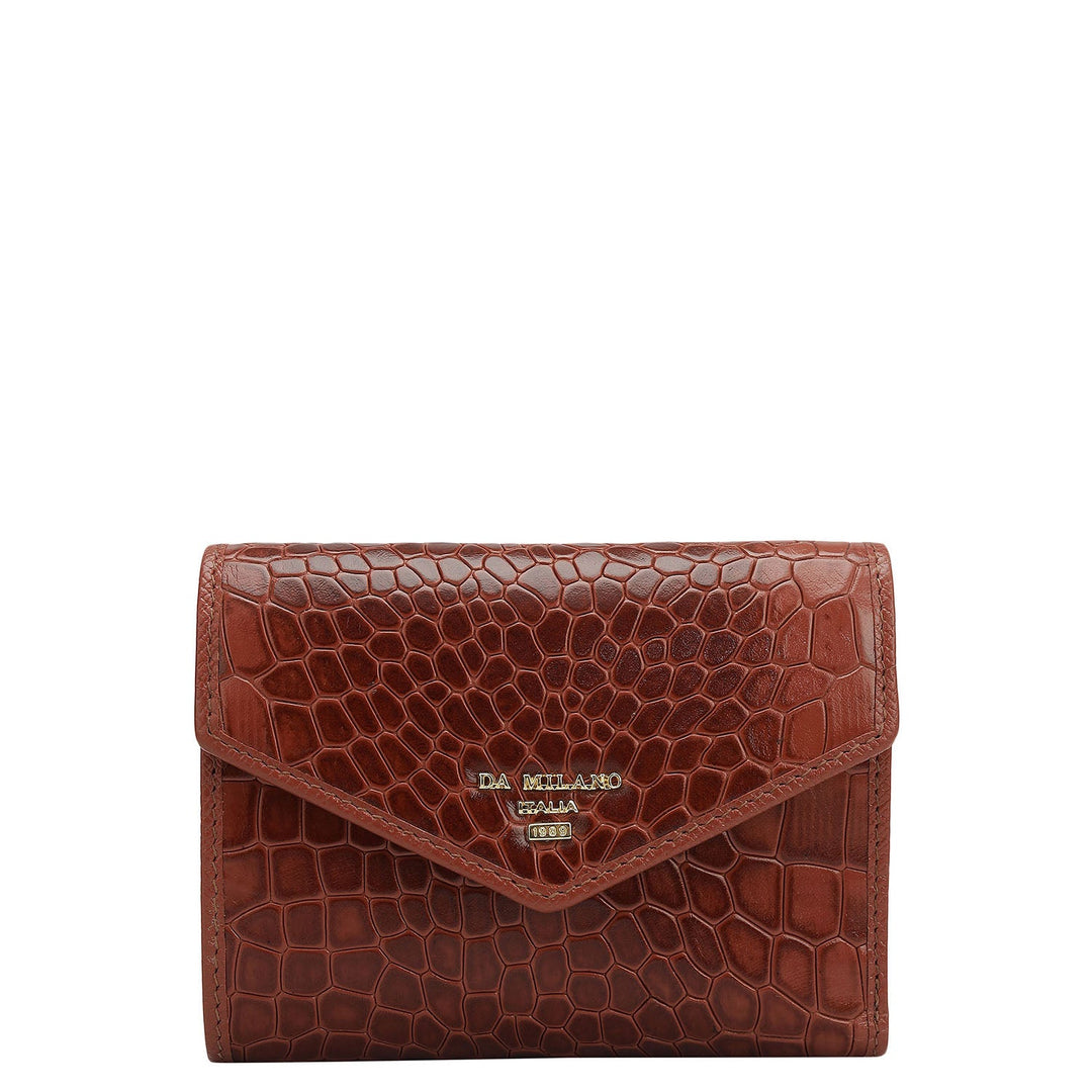 Croco Leather Women Wallet - Brick