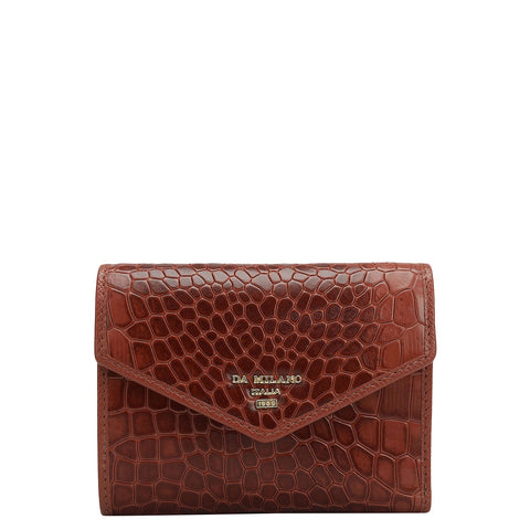 Croco Leather Women Wallet - Brick