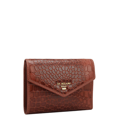 Croco Leather Women Wallet - Brick