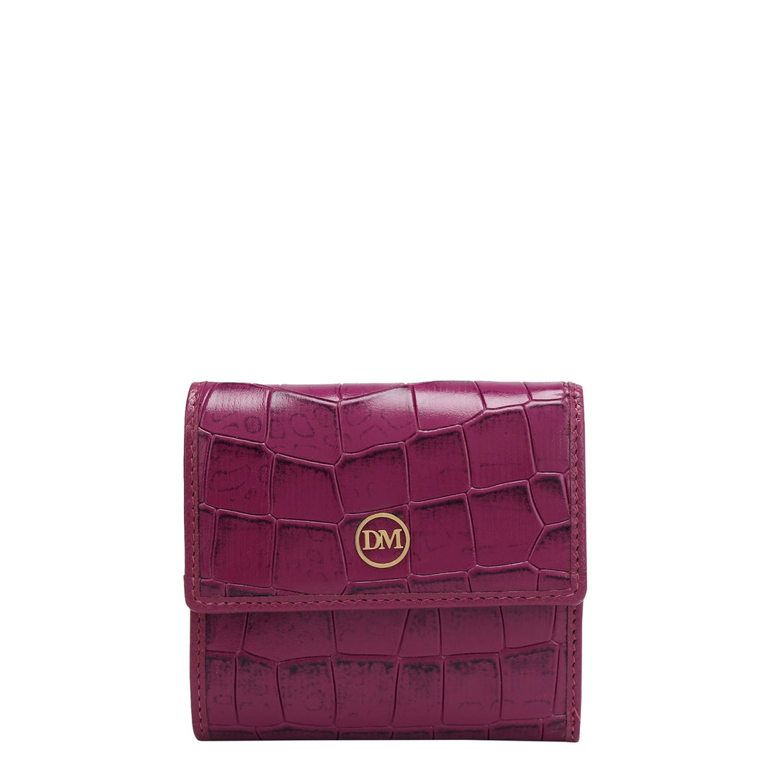 Croco Leather Ladies Wallet - Orchid