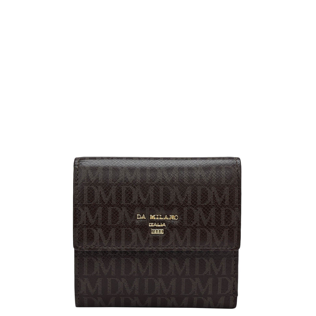 Monogram Leather Ladies Wallet - Chocolate
