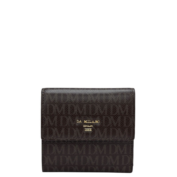 Monogram Leather Ladies Wallet - Chocolate