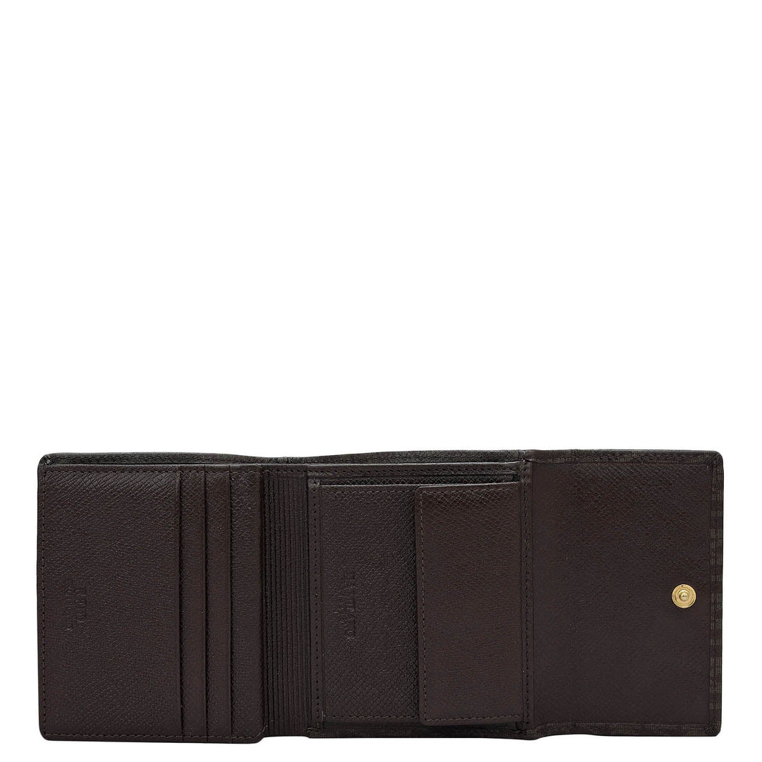 Monogram Leather Ladies Wallet - Chocolate