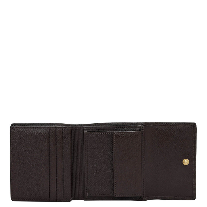 Monogram Leather Ladies Wallet - Chocolate