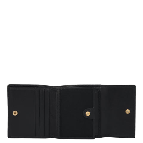 Plain Leather Ladies Wallet - Black
