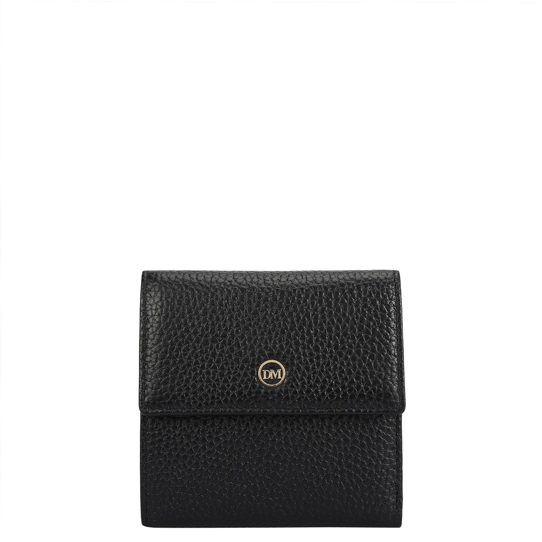 Wax Leather Ladies Wallet - Black