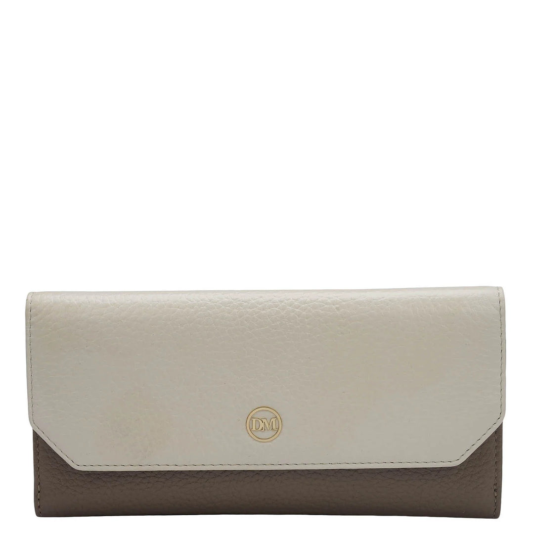 Wax Leather Ladies Wallet - Butter & Greyish Taupe