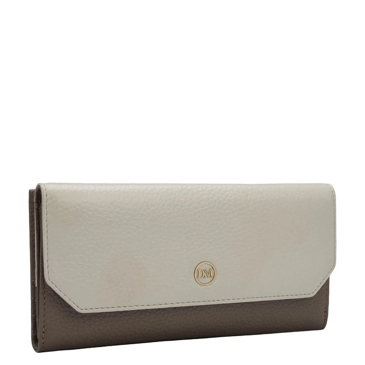 Wax Leather Ladies Wallet - Butter & Greyish Taupe