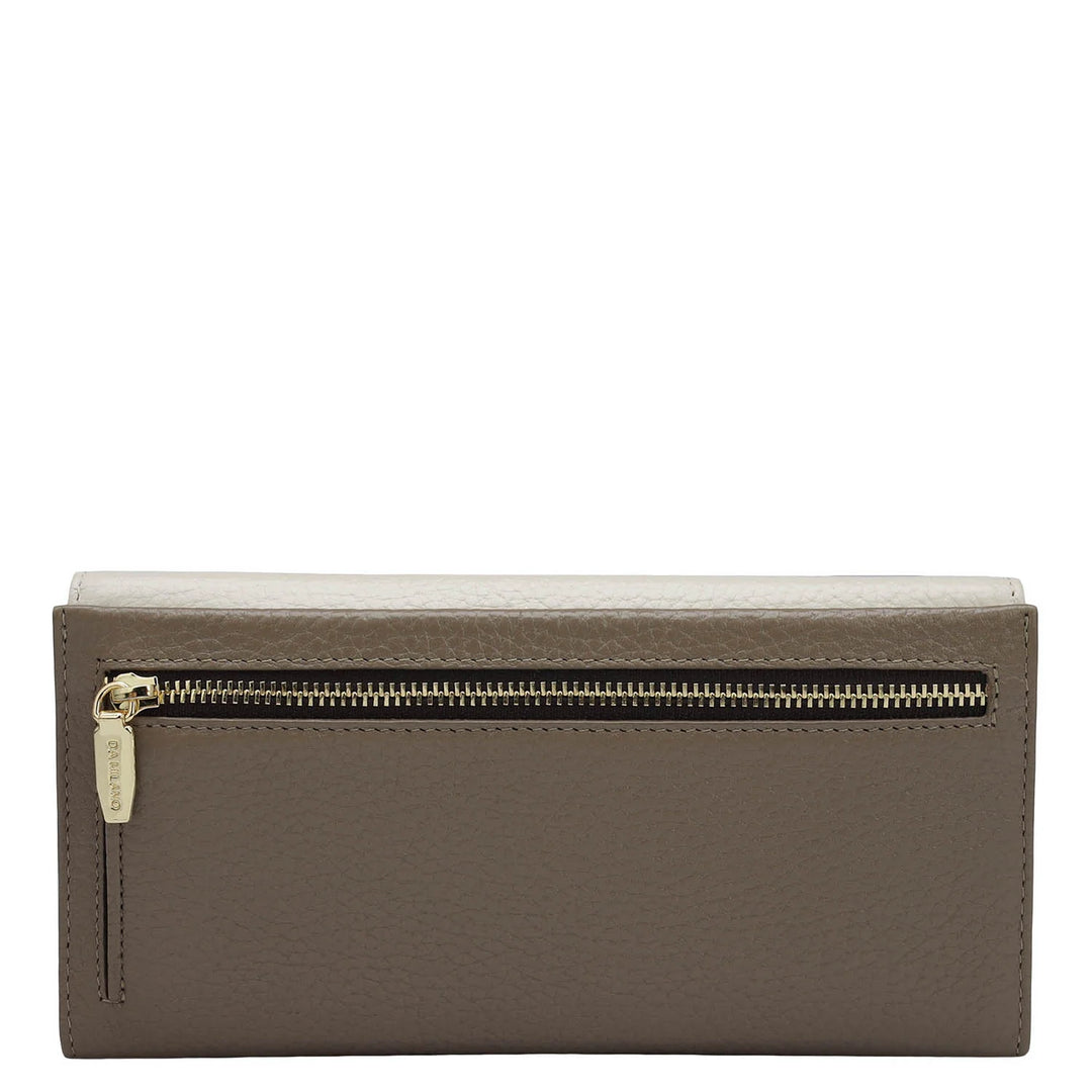 Wax Leather Ladies Wallet - Butter & Greyish Taupe