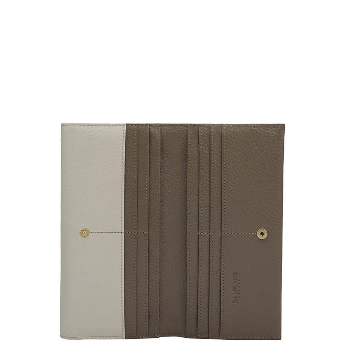 Wax Leather Ladies Wallet - Butter & Greyish Taupe