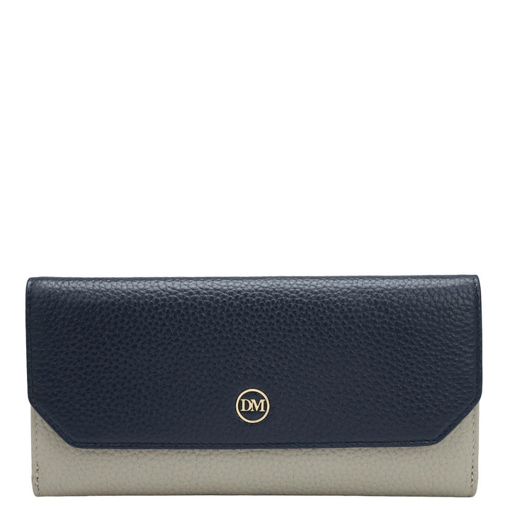 Wax Leather Ladies Wallet - Navy & Khaki