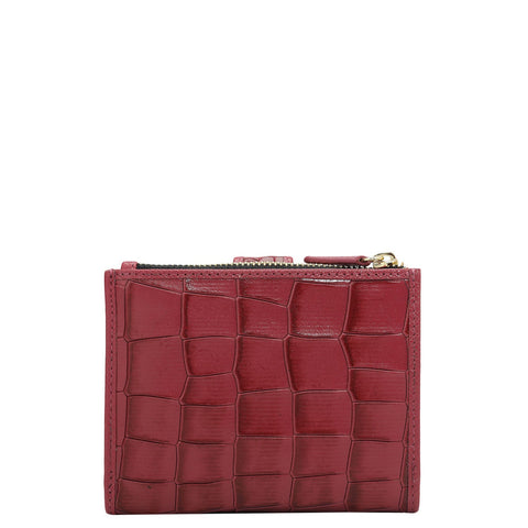 Croco Leather Ladies Wallet - Plumberry
