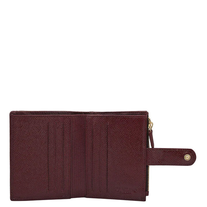 Croco Leather Ladies Wallet - Wine