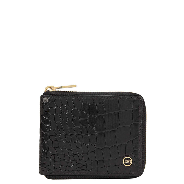 Croco Leather Ladies Wallet - Black
