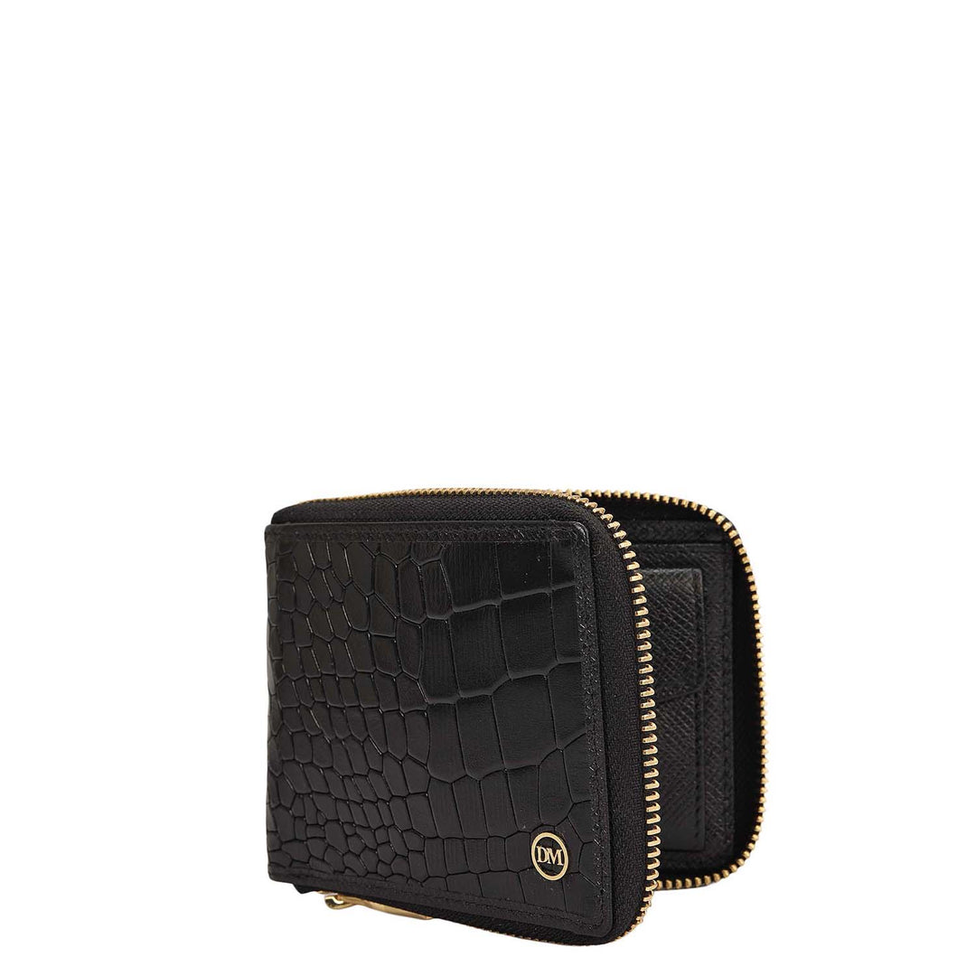 Croco Leather Ladies Wallet - Black