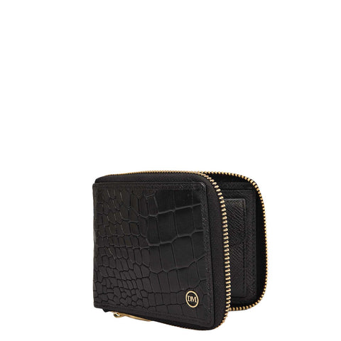 Croco Leather Ladies Wallet - Black