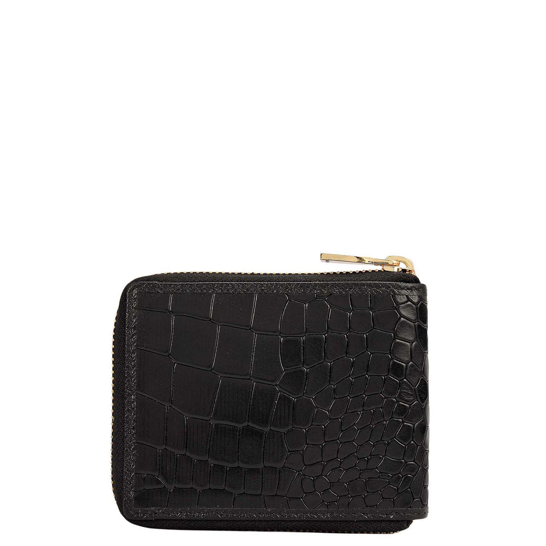 Croco Leather Ladies Wallet - Black