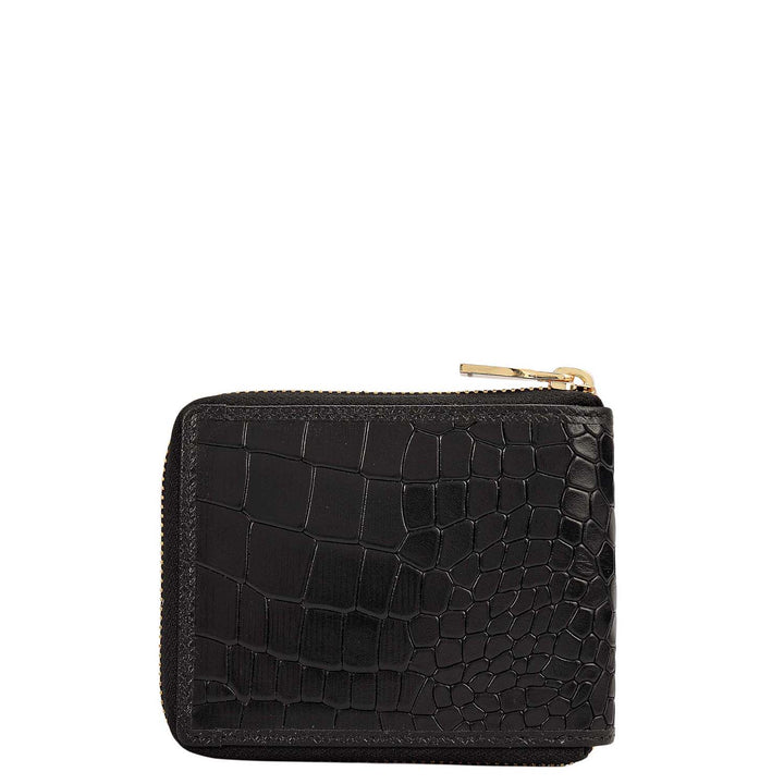 Croco Leather Ladies Wallet - Black