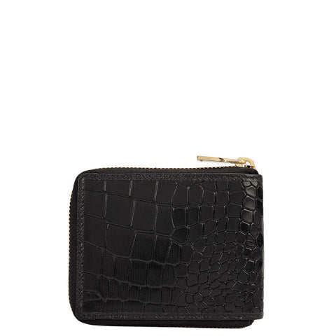Croco Leather Ladies Wallet - Black