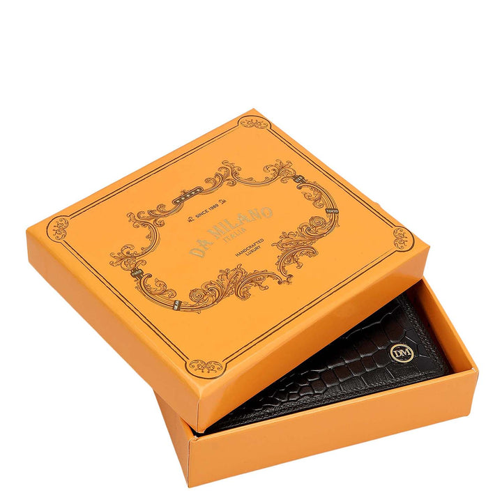 Croco Leather Ladies Wallet - Black